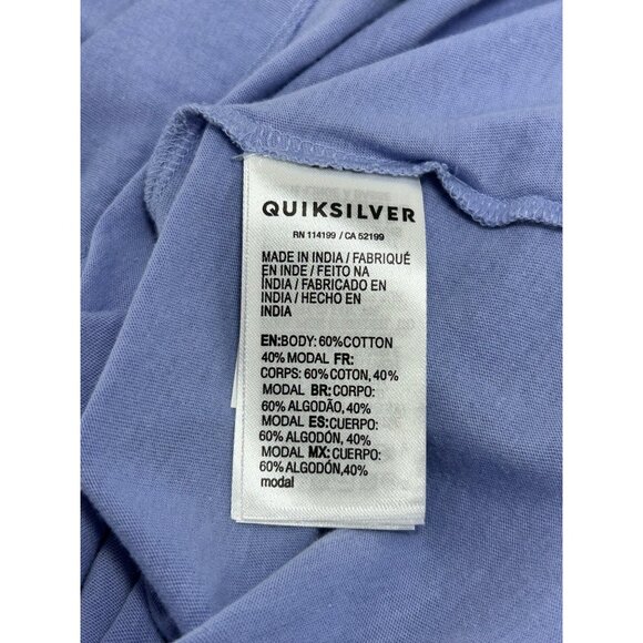 QUIKSILVER Ringer Tank Top Sz S Blue Graphic Logo Print Scoop Neck Cotton Modal - Picture 10 of 13